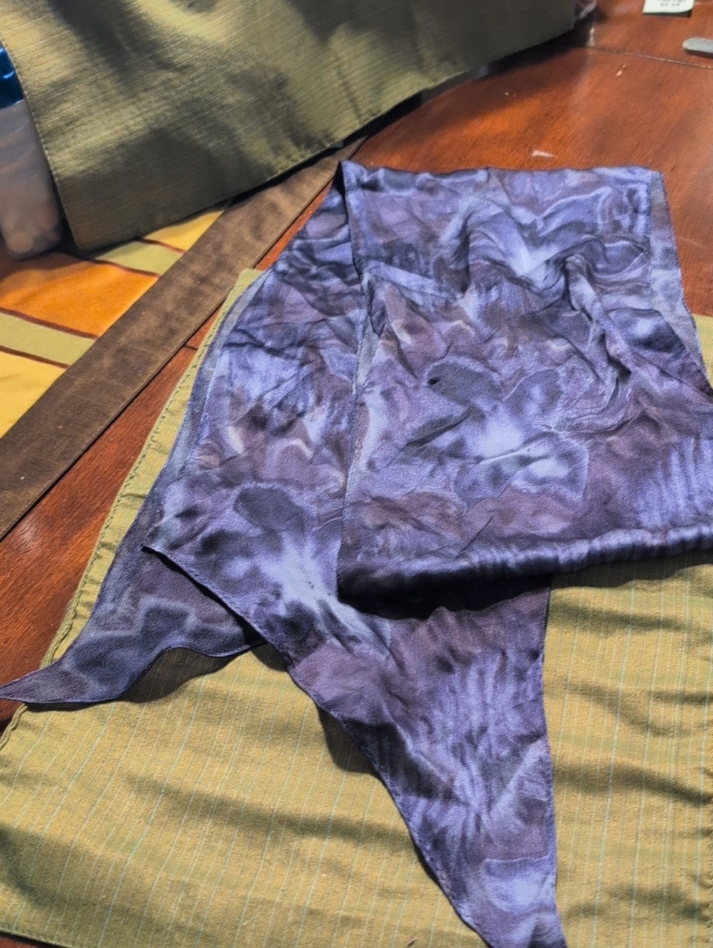 Silk Purple Tie-Dye Orchid Floral Design Scarf